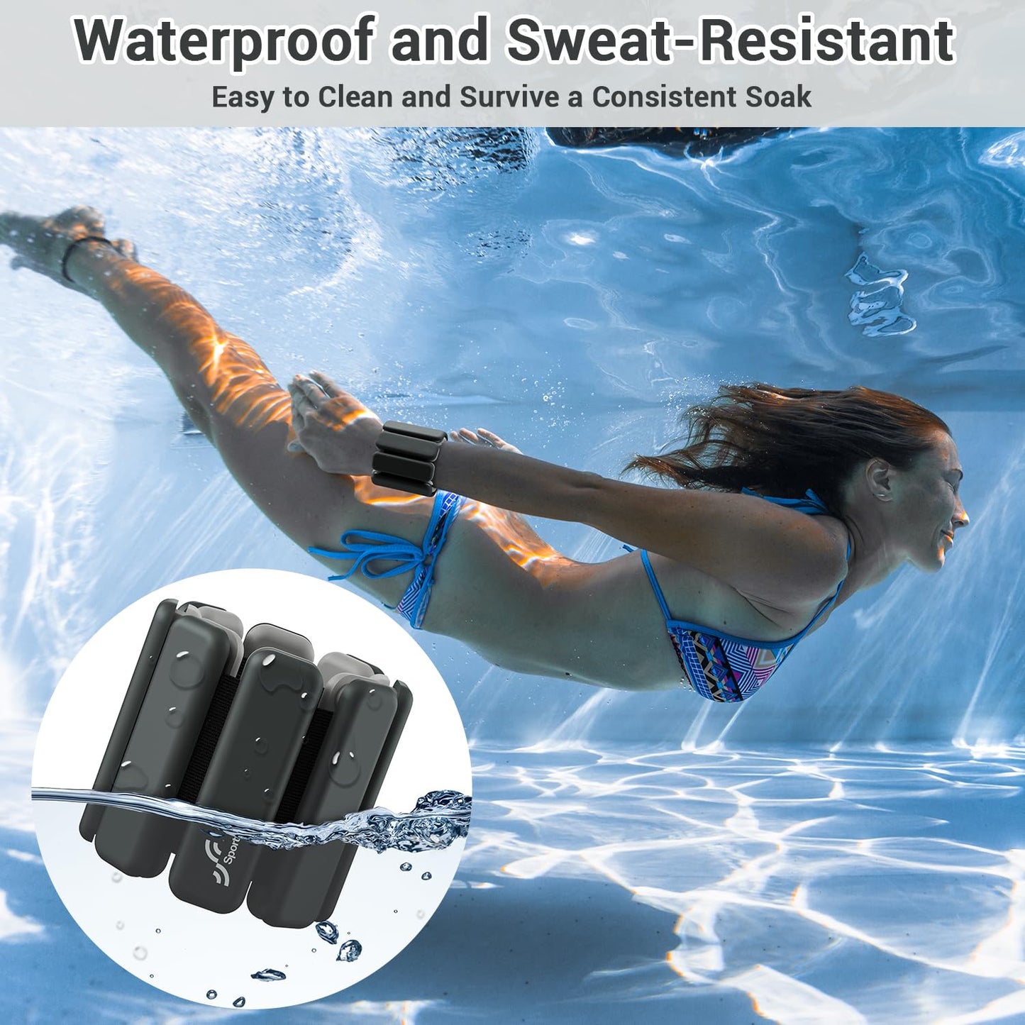 Sportneer Wrist & Ankle Weights for Women Men - 1 Pair (1 lb Each) | Adjustable Weighted Bracelet Silicone Bangles for Yoga, Dance, Pilates, Cardio, Aerobics, Gym, Pool Exercises and Jogging (Polar Night Black,1 LB x 2)