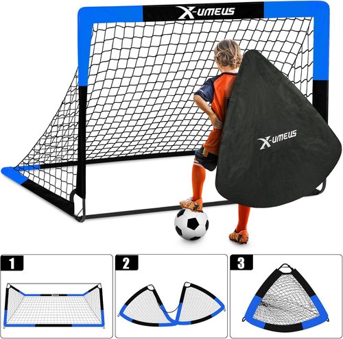 Kids Soccer Goals - Backyard Training Set of 2 | 4x3 ft & 6x4 ft with Soccer Ball & Cones