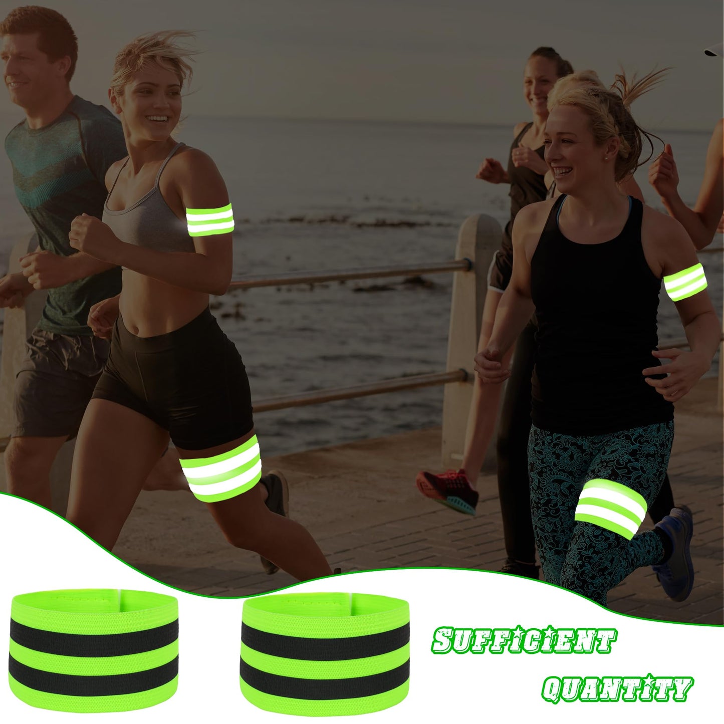 Flotory 56 Pcs Reflective Bands Reflective Bands Visibility Reflective Straps Reflector Running Gear for Arm Wrist Ankle Leg Women Men Night Running Cycling Walking