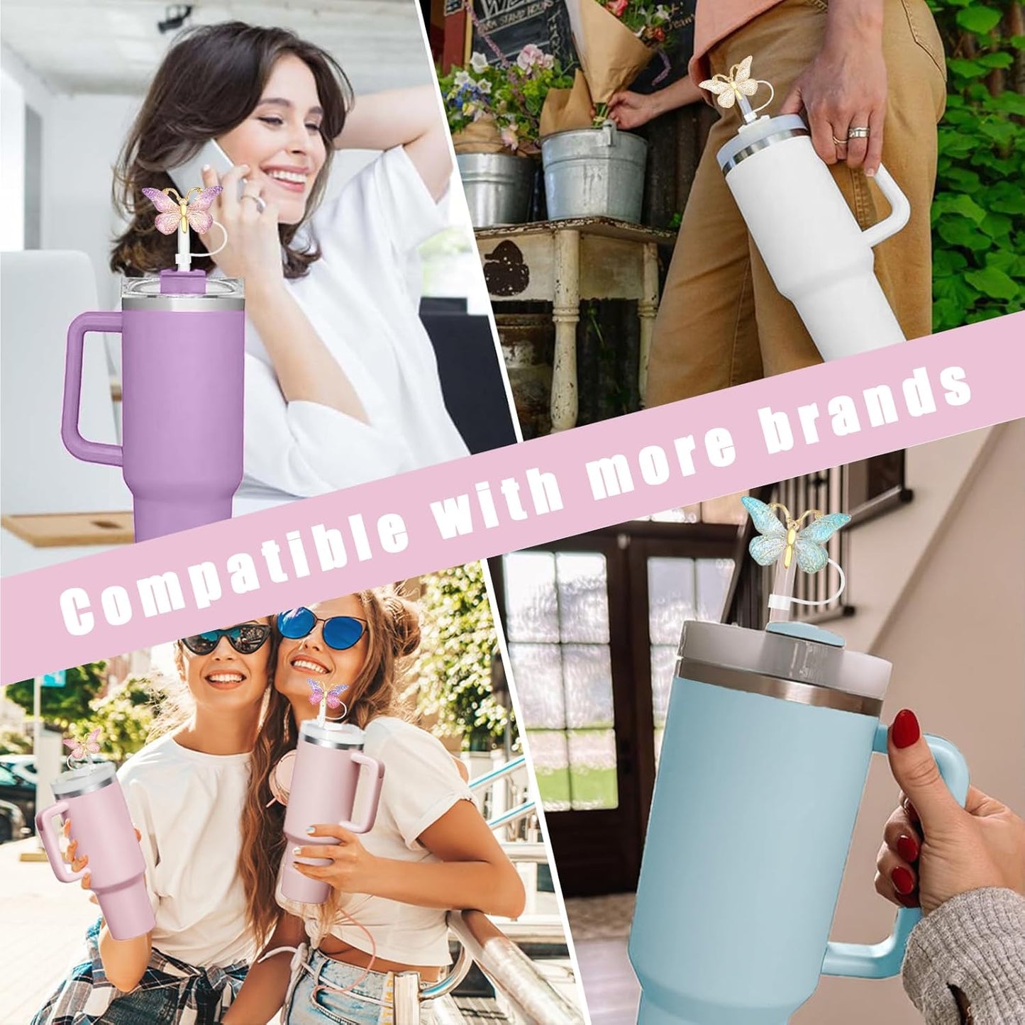 Stanley | Cute Straw Cover Cap - Bling Straw Toppers for 30 & 40 oz Tumblers | Reusable Protector
