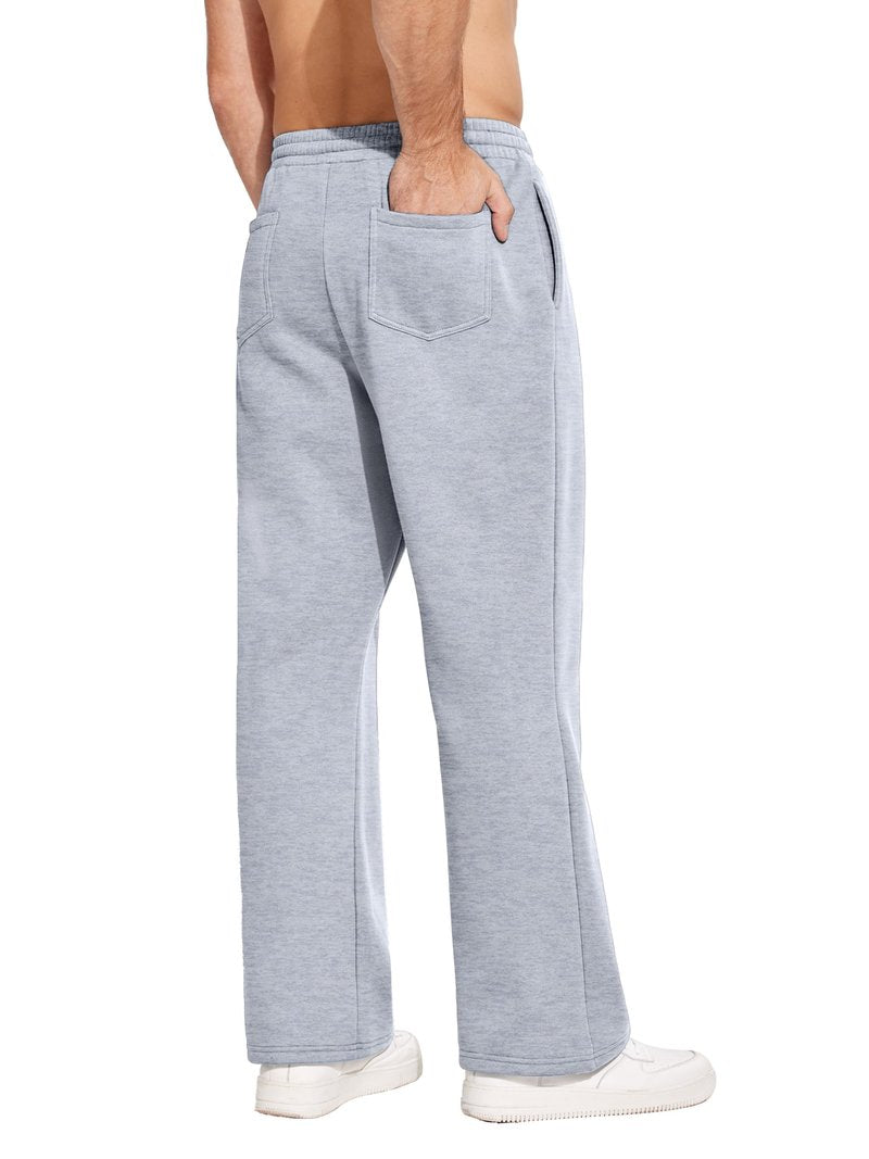 PINSPARK Flare Sweatpants for Men Fleece Lined Pants Elastic Drawstring Cargo Pants Loose Fit Casual Pants with Pockets L Blue Purple