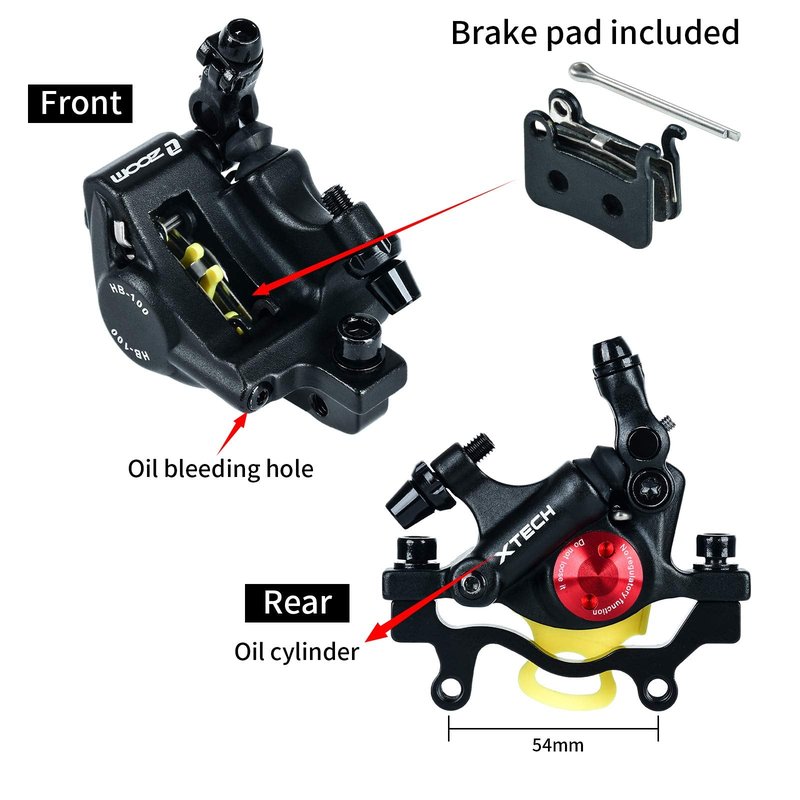 RUJOI Bike Disc Brake Kit, Line Pull Hydraulic Disc Brake Set with Aluminum Oil Pressure Caliper, with 2 Spare Brake Pads for Road Bike, Mountain Bike.