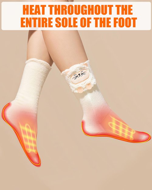 Heated Socks for Kids and Women - Boys and Girls Cute Electric Heating Socks,Upgraded 4000mAh Battery Pack (Not Ski Socks) (White for Women Adult, S/M)