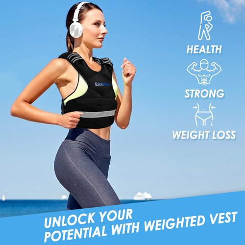 ExtreSpo Adjustable Weighted Vest for Women and Men, 11-20lb Weight Vest with 6 Ironsand Weights, Body Weight Vest Exercise Set with Reflective Strip for Strength Training and Workout