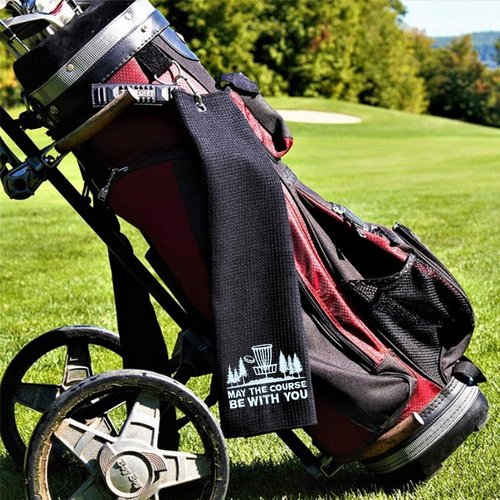 DYJYBMY May The Course Be with You Funny Embroidered Disc Golf Towels for Golf Bags with Clip, Golfclub Gifts for Men Women, Funny Disc Golf Gifts for Men Women Disc Golf Fan Disc Golf Lovers