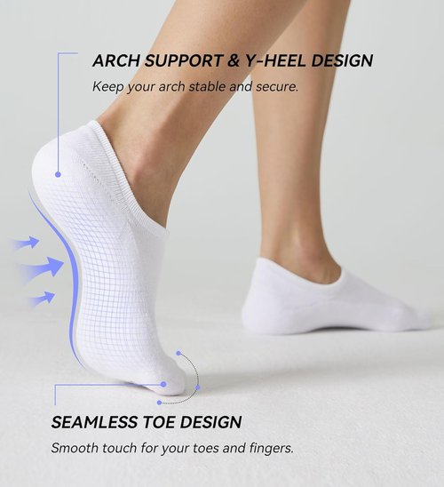 FITRELL No Show Socks for Women - Cushioned Athletic Ankle Socks | Invisible Non-Slip, 5-8 Pairs