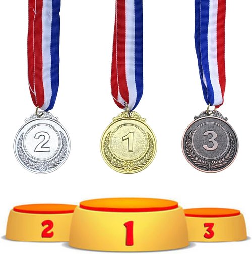 GOLDGE 18 Award Medals - Perfect for Sports, Competitions & Events - 2 Inches | Set of 18 in Gold, Silver & Bronze