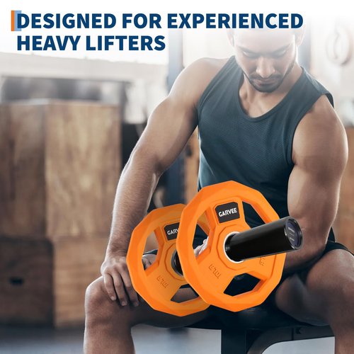 16" Olympi-c Dumbbell Bars With Spring Collars - Heavy Duty Loadable Handles For 2" Plates, Home Gym Weightlifting Equipment