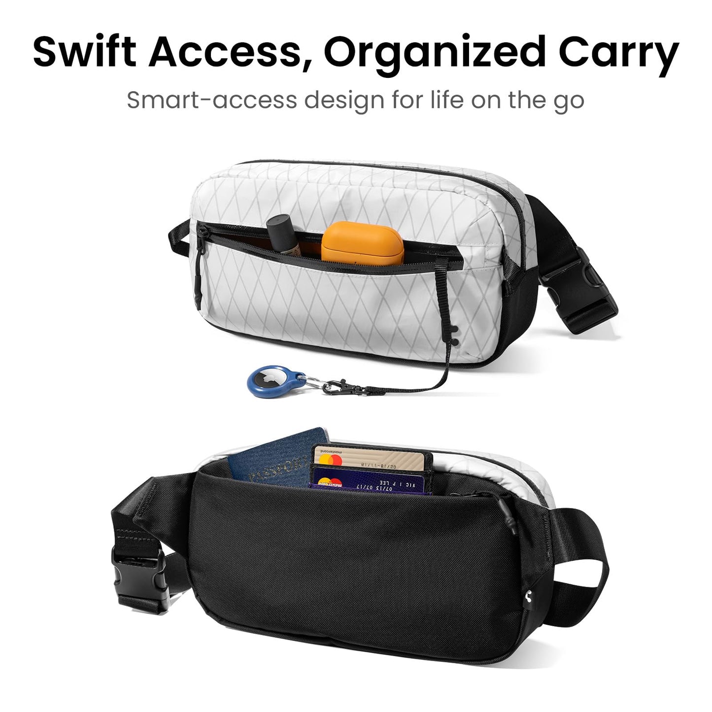 tomtoc 3.5L X-Pac Sling Bag with RFID Blocking Crossbody Pack for Men Women