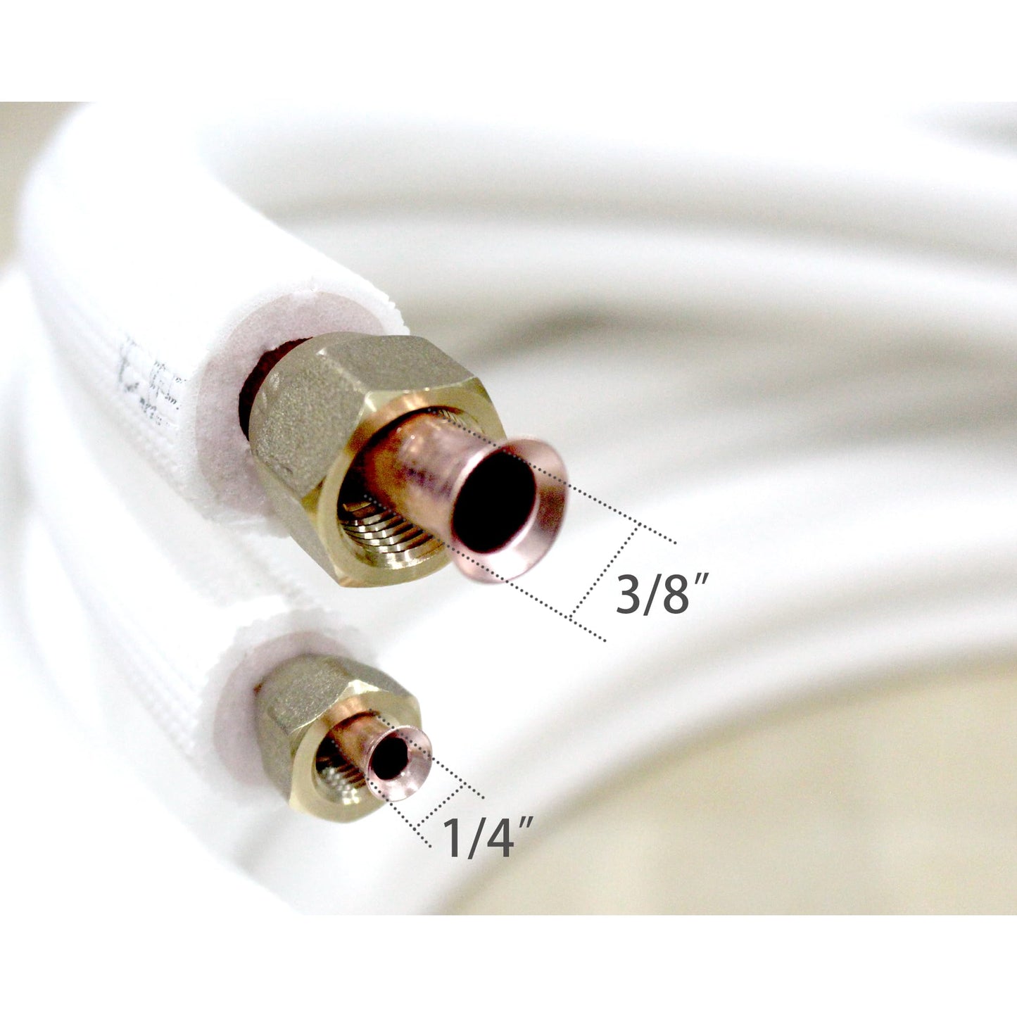 16FT Mini Split Line Set 1/4*3/8 OD HVAC Copper Tube Pipe Extension,3/8 Thickened PE Insulation Coil Air Conditioner Twin Copper Line Heating Equipment Hose with Flared Nuts (16FT (1/4+3/8) with wire)