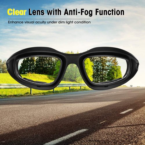 KEMIMOTO Riding Goggles for Men - UV Protection, Windproof & Dustproof with 4 Lens Kit for Outdoor Activities