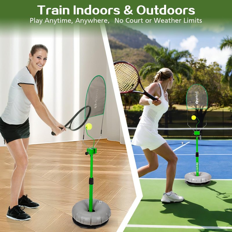 Orbace Tennis Trainer | Portable Tennis Practice Equipment for All Levels – Real Topspin Training Aid • Adjustable Height & Angle – Pro Tennis Buddy