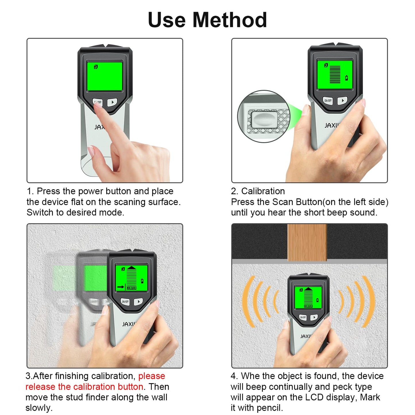 Stud Finder Wall Scanner - 5 in 1 Stud Finder Tool w/Microprocessor Chip and HD LCD Display, Stud Detector Beam Finders for Center & Edge of Wood AC Wire Metal Studs Joist Pipe