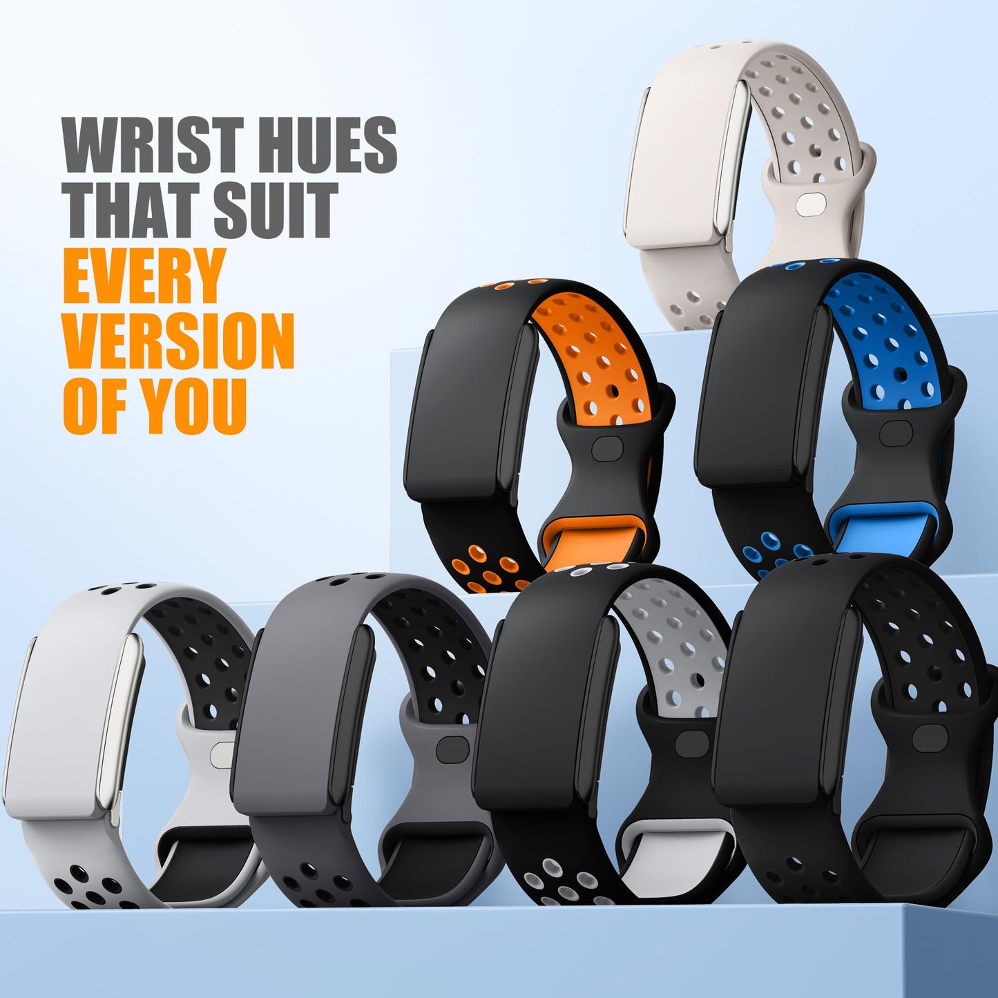 Spapoy Silicone Sport Band Compatible with Whoop 5.0 Bands for Men Women, Soft Breathable Adjustable Waterproof Replacement Wristbands for Whoop 5.0 One, Peak and Life [Not for Gen 4]