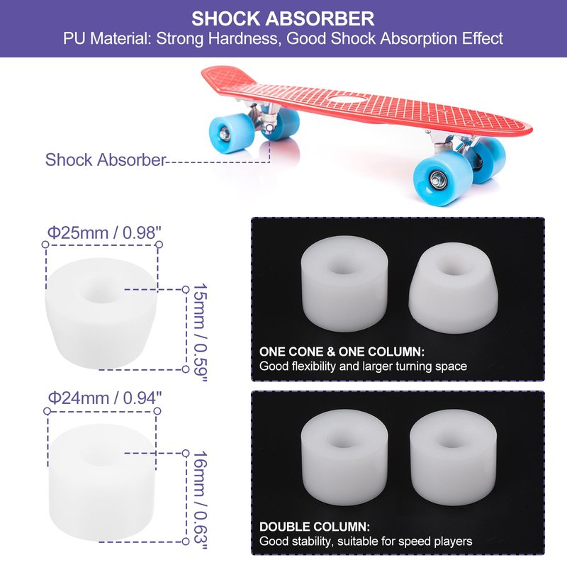PATIKIL 8 Pack Roller Skate Wheels Outdoor with Durable Bearings, 82A Wear-Resistant PU Quad Skate Replacement for Indoor for Double Row Skate Skateboard, Purple, White