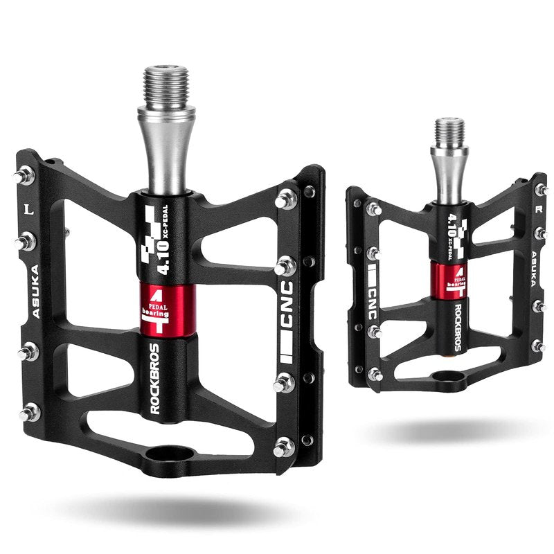 ROCKBROS 4 Bearings Mountain Bike Pedals MTB Padals Platform Flat Bike Pedals Aluminum Alloy 9/16"