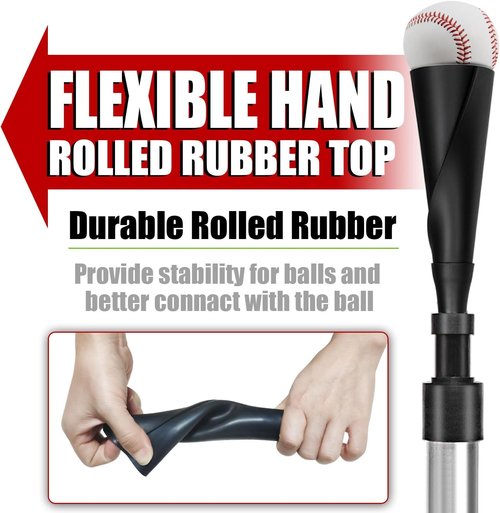 LOMGWAYS Baseball Batting Tee - Height Adjustable 23"-37" | Premium Portable Design with Removable Rubber Top
