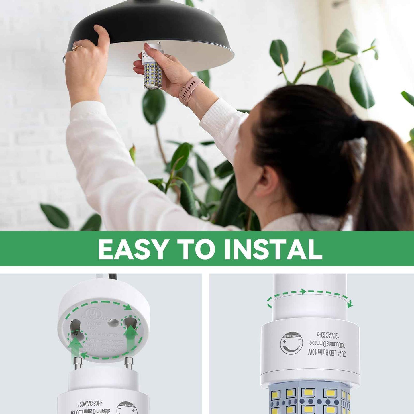 BMXKPO GU24 LED Light Bulb Dimmable 3000K Soft White,100W Equivalent,1600 Lumens,Twist and Lock GU24 Pin Base with Two Prongs (4-Pack)