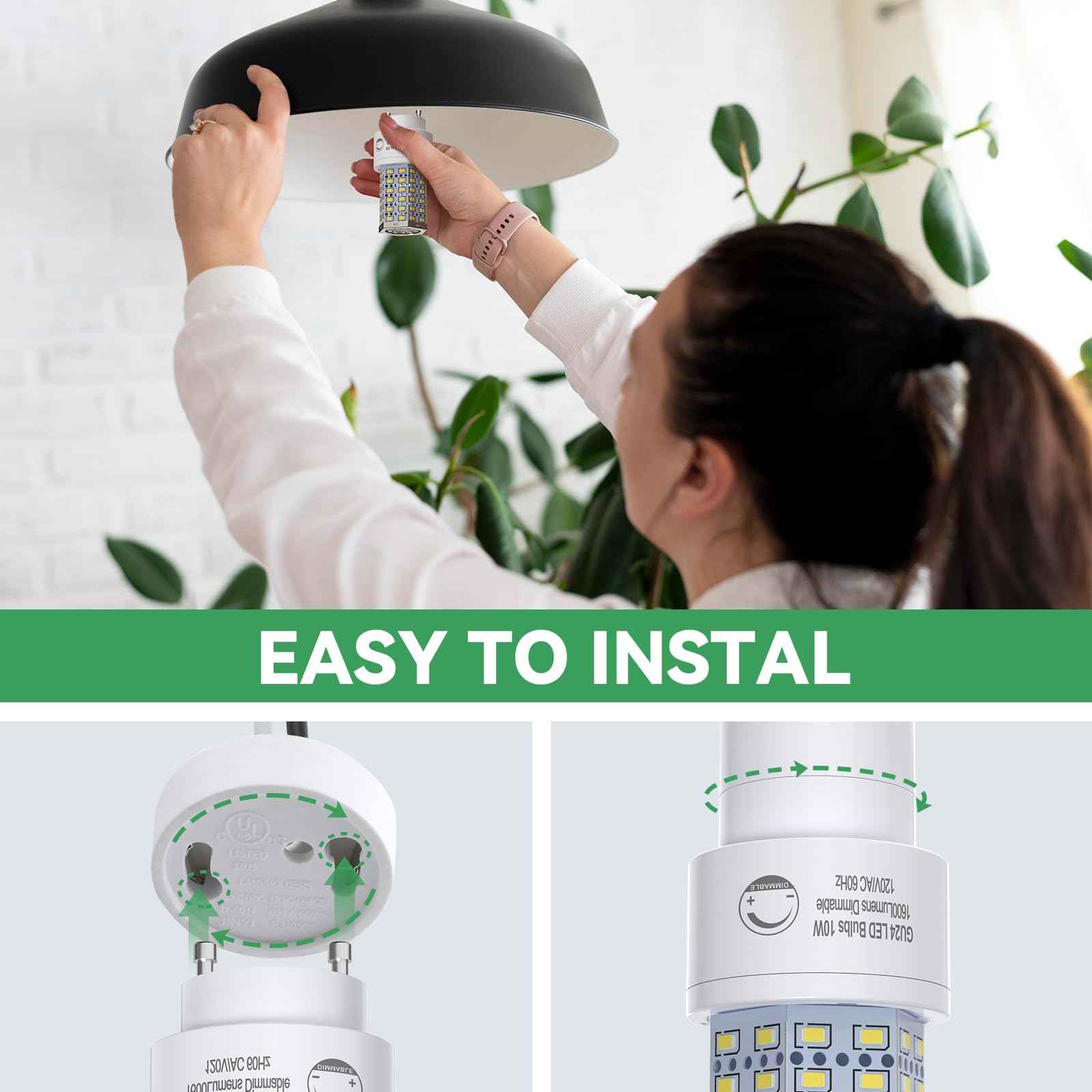 BMXKPO GU24 LED Light Bulb Dimmable 3000K Soft White,100W Equivalent,1600 Lumens,Twist and Lock GU24 Pin Base with Two Prongs (4-Pack)