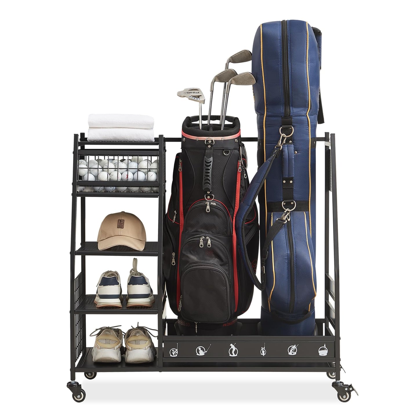 Lauren&Harold Golf Bag Organizer Garage Storage, Golf Storage Rack Stand