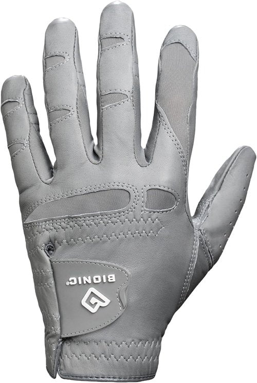 Bionic Men's StableGrip 2.0 Golf Glove - Premium Cabretta Leather in Grey for Superior Grip