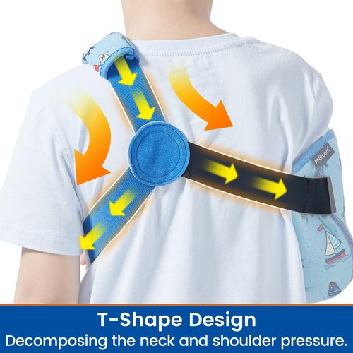Willcom Kids Arm Shoulder Sling with Waist Strap, Immobilizer Brace Support for Broken Arm, Collarbone, Elbow, Wrist (Comfort Version, Right, XXS,19-23.5 inch)