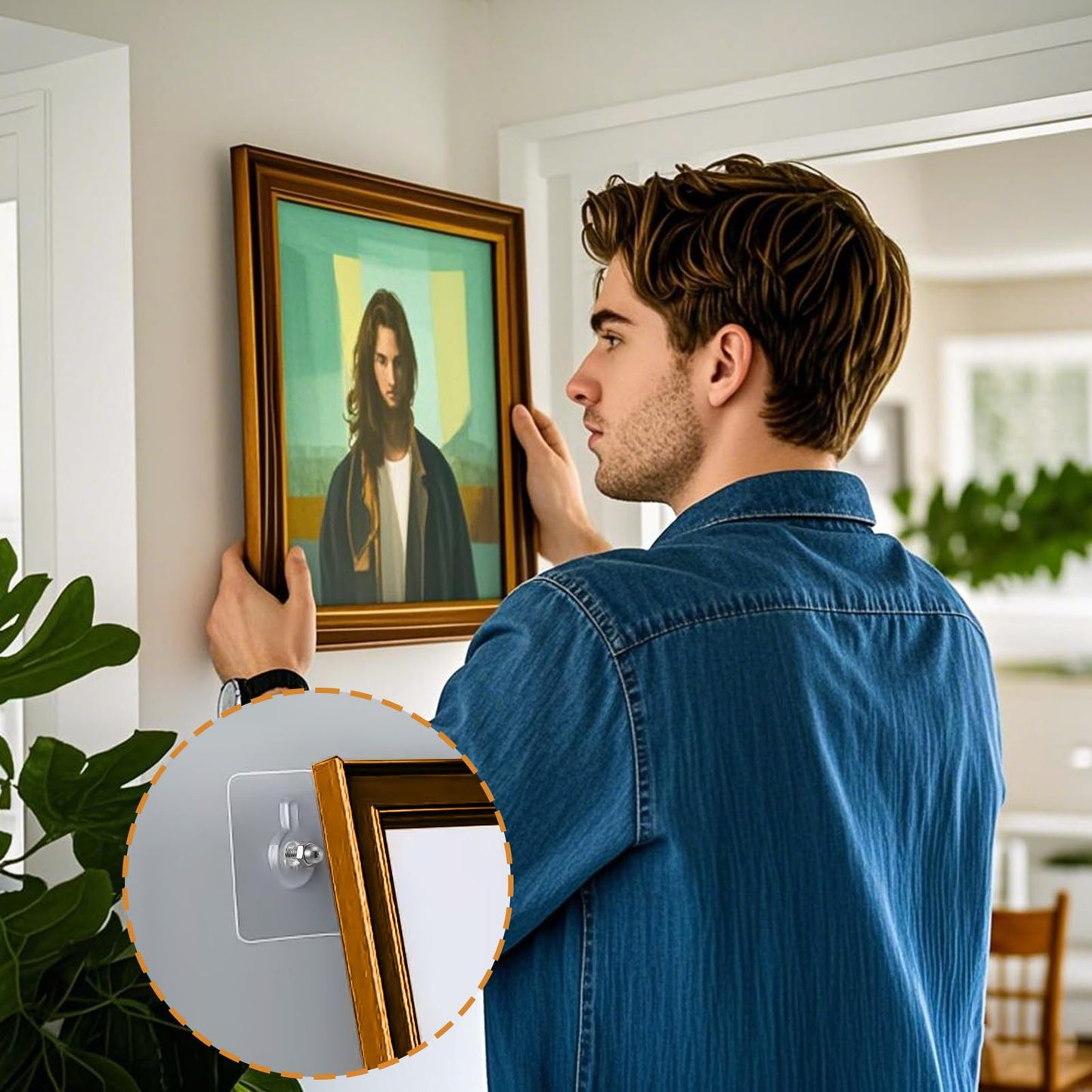 AIERSA Wall Hangers Without Nails,20 Pcs Picture Hangers Without Nails,Hang Pictures Frame On Wall No Nails,Nail Free Stickers for Walls,Drill Free Adhesive Hooks,Adhesive Screwless Screws(10mm)