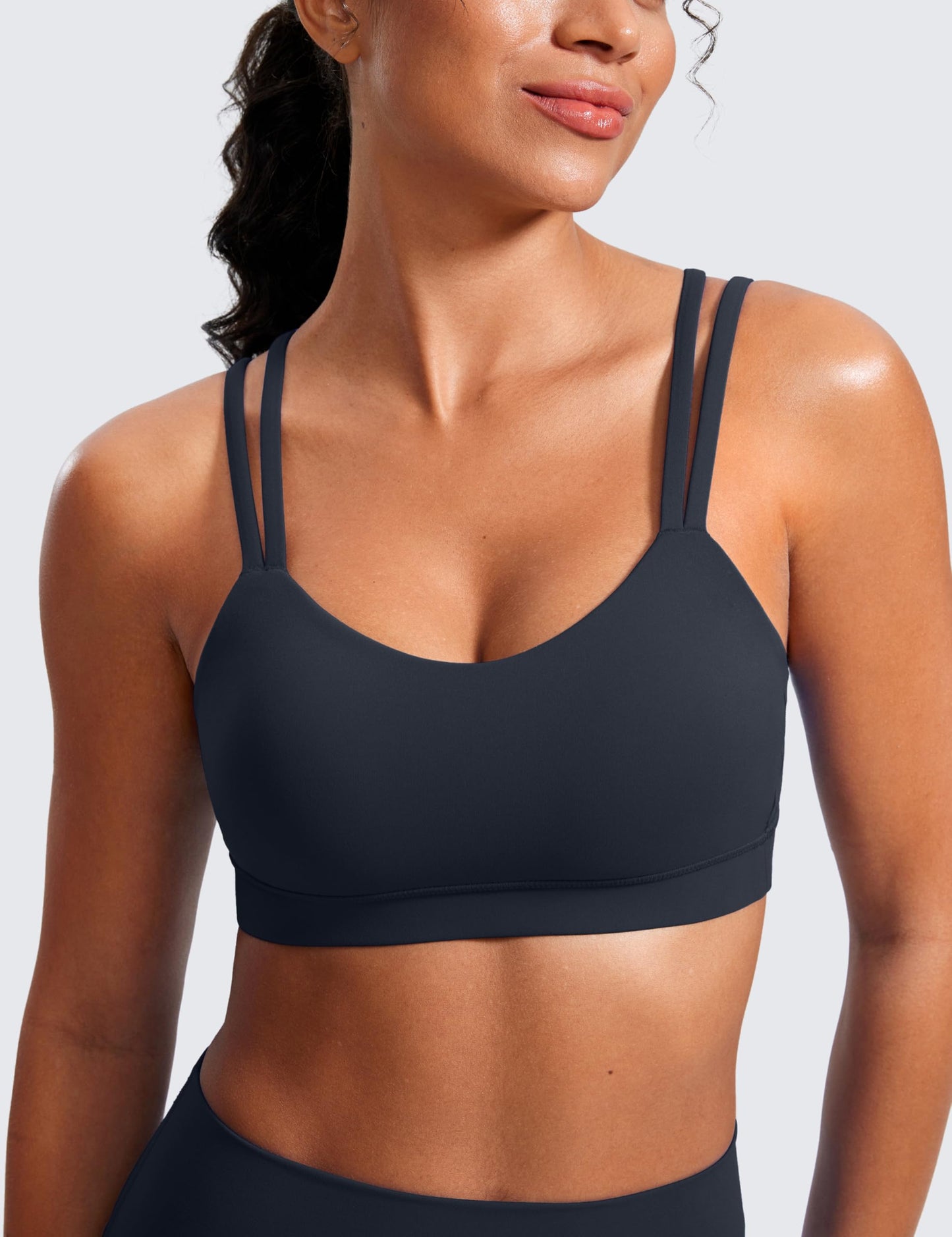 CRZ YOGA Softness Mold Butterluxe V Neck Sports Bras True Navy Medium