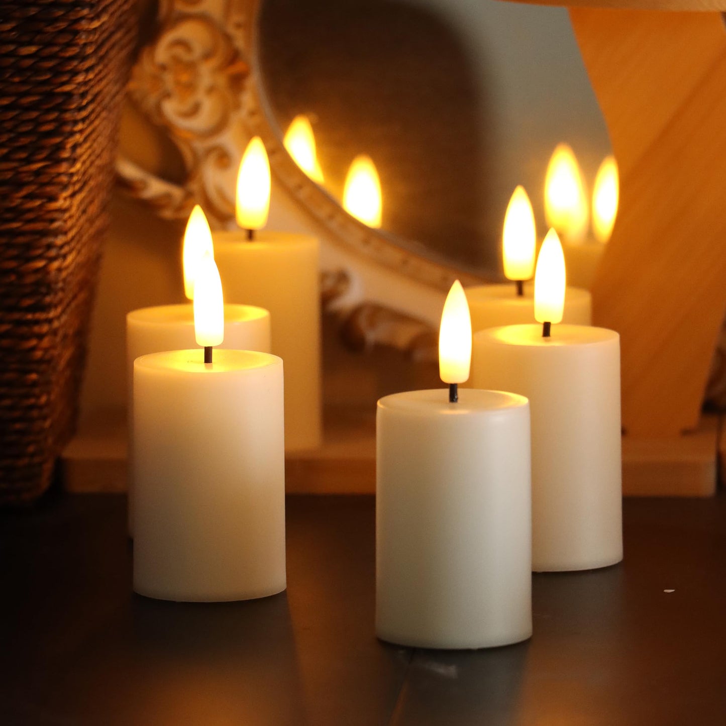 CANDLE CHOICE Battery Operated Flameless Votives with Remote Auto Daily Cycle Timer Long Lasting Realistic Black Wick Electric LED Candles Wedding Party Holiday Halloween Christmas Decorations 6 Pack