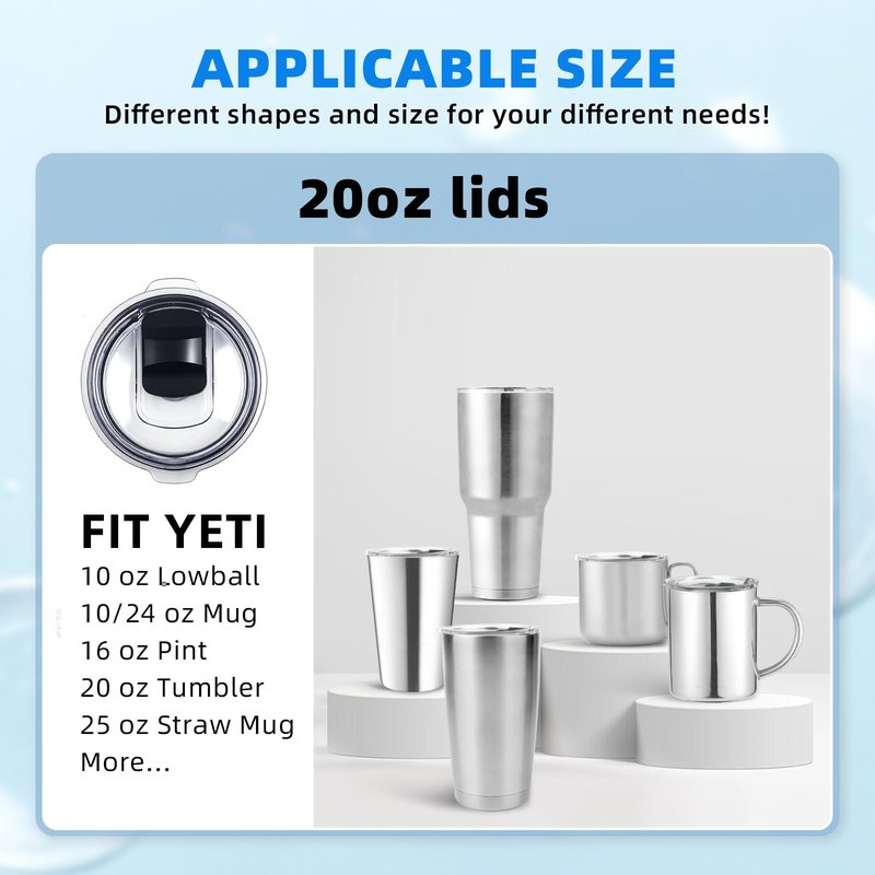 4 Pack 20 oz Tumbler Lid for Yeti Lids，Magnetic Slider Replacement Lids Compatible with YETI 20 oz Tumbler, 10/24 oz Mug and 10 oz Lowball，Spill Proof Cup Lids Covers，BPA Free