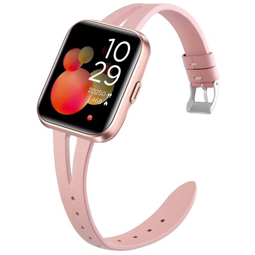 ID208 Plus Smart Watch Band, Lamshaw Slim Vintage Leather Strap Replacement Compatible for Quican ID208 Plus 1.8 Inches, aeac ID208 Plus, WMK ID208 Plus 1.8 Inches Smart Watch, Fitpolo ID208 Plus 1.8'' Smart Watch (Pink)