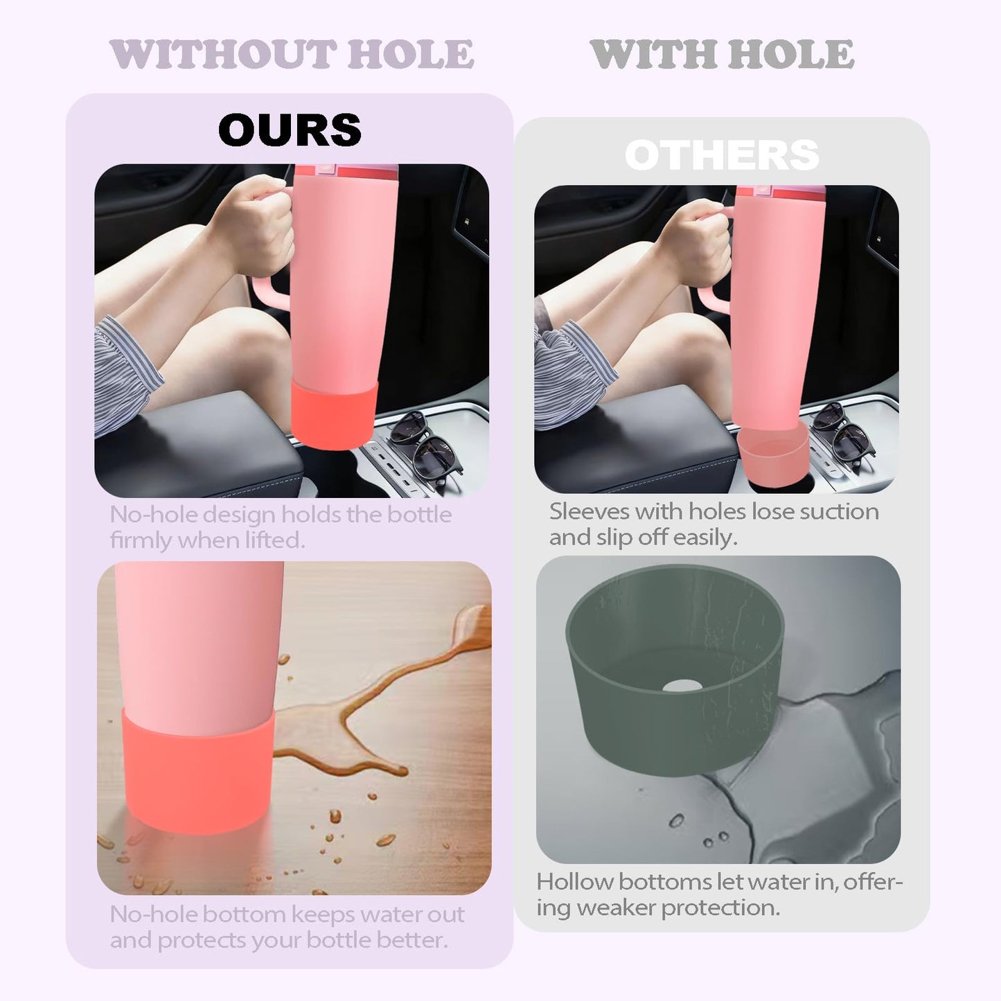 Kaitiaki Silicone Boot for Owala 30oz & 40oz FreeSip Sway Bottles & Tumblers - Non-Slip, Scratch-Resistant, Stability Enhancer, Available in 12 Colors (Taro Purple)