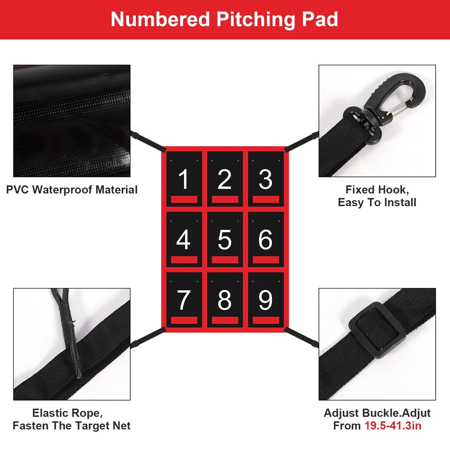 Waterproof Strike Zone Target Net,19 * 27in Clear Numbered Strike Zone,Adjustable and Durable Pitching Net with Strike Zone for Baseball&Softball Net,Applicable for Various Age Pitching Training
