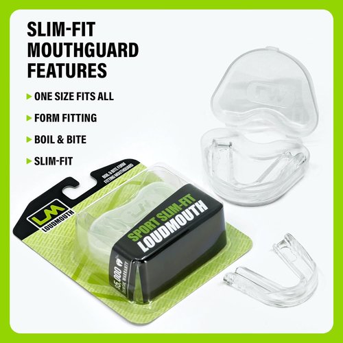 Loudmouth Sport Mouth Guard - Slim-Fit Boil & Bite Design with Case | Advanced Protection for Contact Sports (Clear)