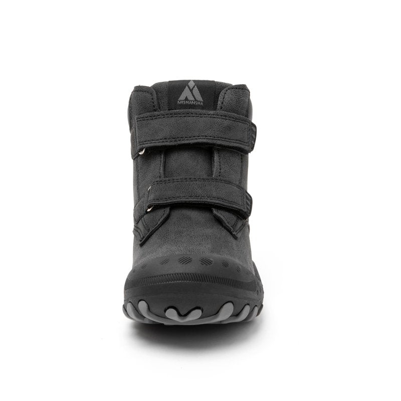 Mishansha Unisex-Child Outdoor Ankle Hiking Boots Boys Girls Trekking Walking Shoes with Hook and Loop C-black 6 Big Kid