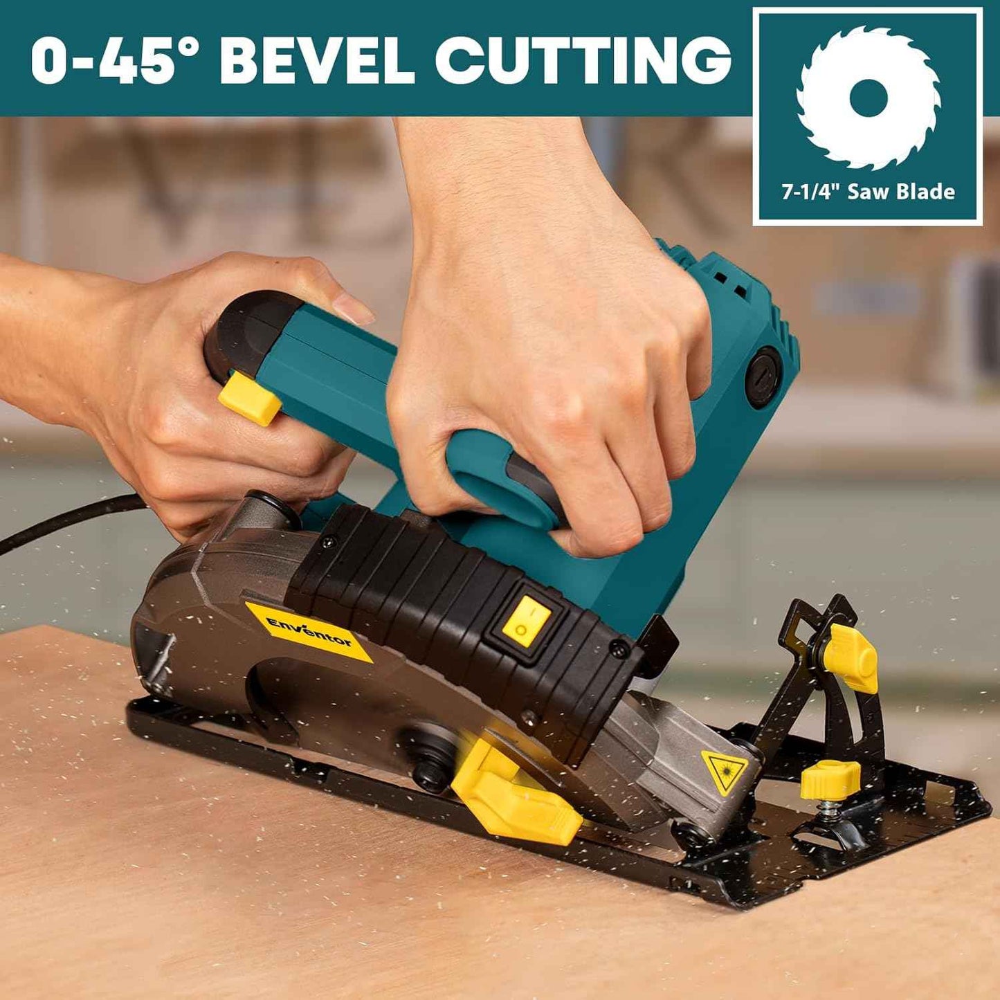 14A Electric Circular Saw with Laser Guide & 2 Blades - 7-1/4 Inch, 5500RPM
