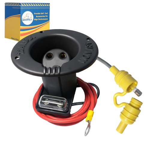 MIXOPOLY 48V Golf Cart Charger Receptacle Fits Club Car DS 1995-Up Models, Fuse and Receptacle Assembly, OEM # 101802101 101796801 101894901