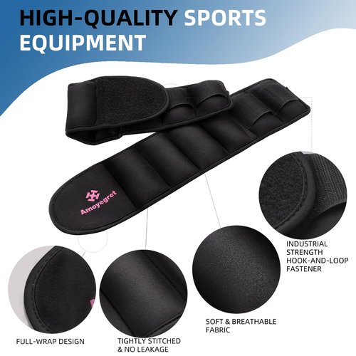 Ankle Weights, Wrist & Leg Weights for Women Men – Weighted Wristbands & Foot Weight | Comfortable Fixed Weight Set (3 lbs Pair), Soft Breathable Fabric, Ideal for Walking, Workout-black