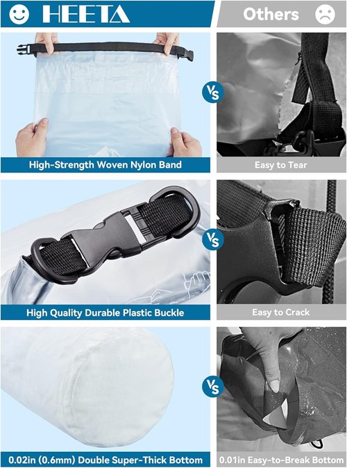 HEETA Waterproof Dry Bag - Lightweight Roll Top Storage for Travel, Swimming & Kayaking | 5L/10L/20L/30L/40L