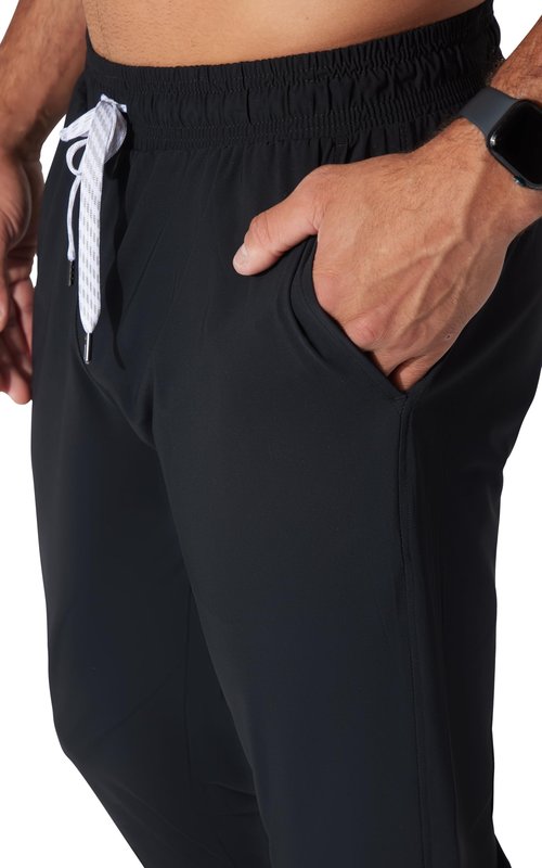 90 Degree By Reflex Mens Jogger Full Length Side Pocket Slim Fit Pant with Drawstring - Black - XL