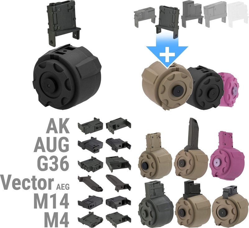 Evike Airsoft - Angel Custom 1500 Round Firestorm AEG Airsoft Drum Flashmag (Model: AK/Dark Earth)