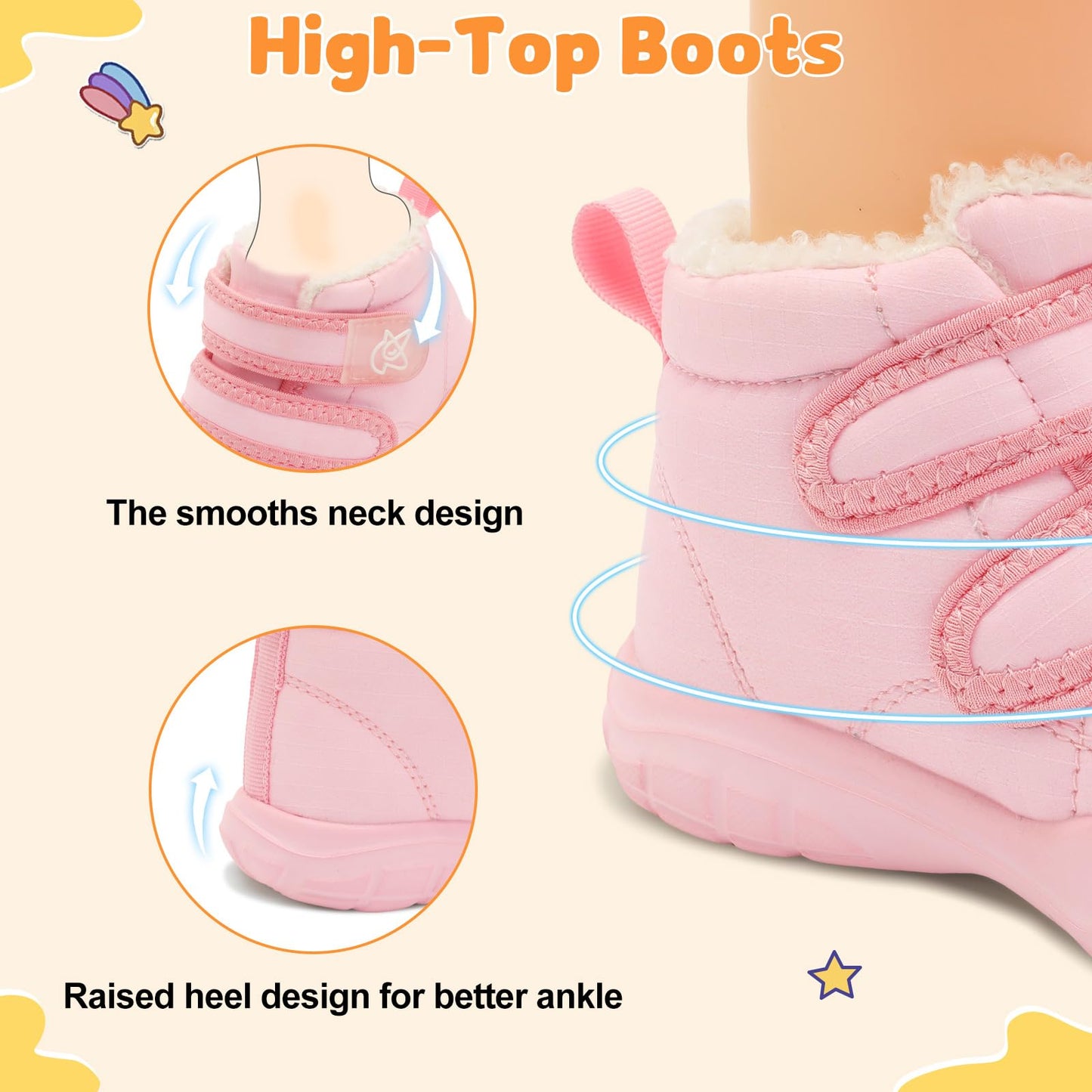 LeIsfIt Toddler Boots Girls Boys Warm Winter Boots Cozy Plush Lining Winter Shoes Indoor Outdoor Faux Fur Booties, Pink, Size 6