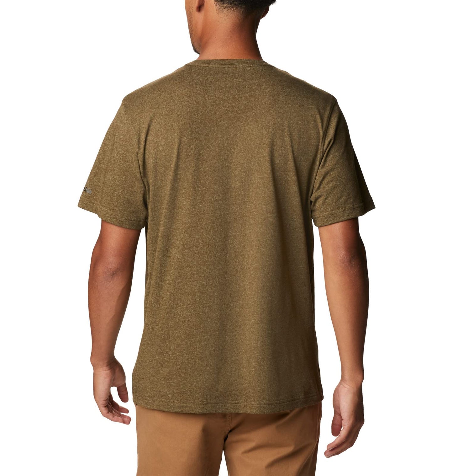 Columbia Men's Thistletown Hills Graphic Short Sleeve, Olive Green Heather/Wanderland Graphic, 4X Tall