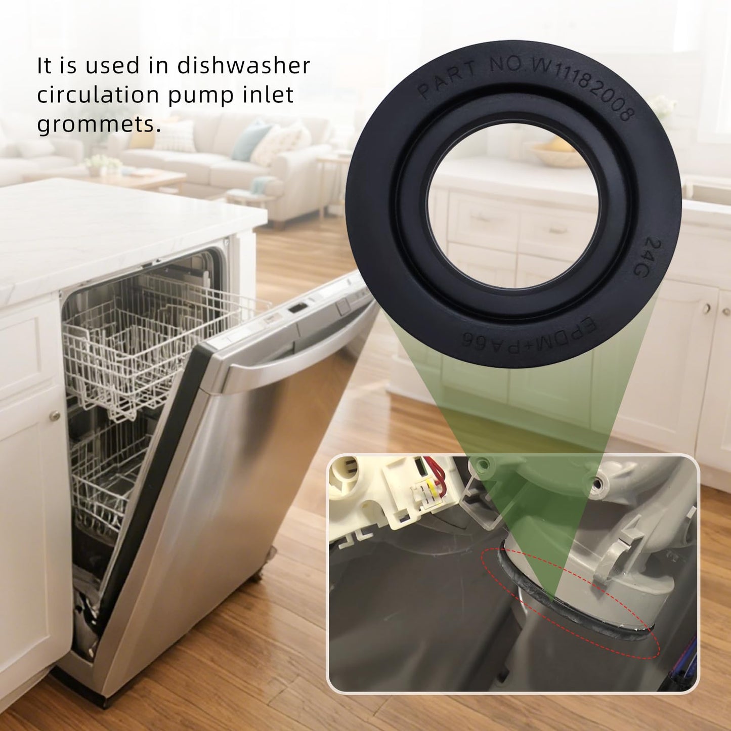 WPW10538166 W10195068 Dishwasher Circulation Pump Inlet Grommet Compatible with Whirlpool Kenmore Amana Replaces W10538166 W11182008 3021506 WPW10538166VP