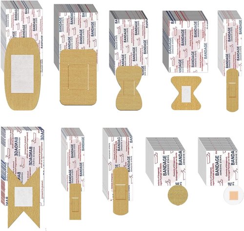 Assorted Bandages Variety Pack - 300 Flexible Adhesive Bandages for First Aid | Waterproof & Breathable