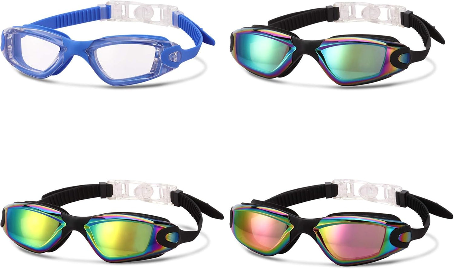 Skiennix Kids Swim Goggles - UV Protection, Anti-Fog, Leak-Proof | 4 Pack for Ages 6-14