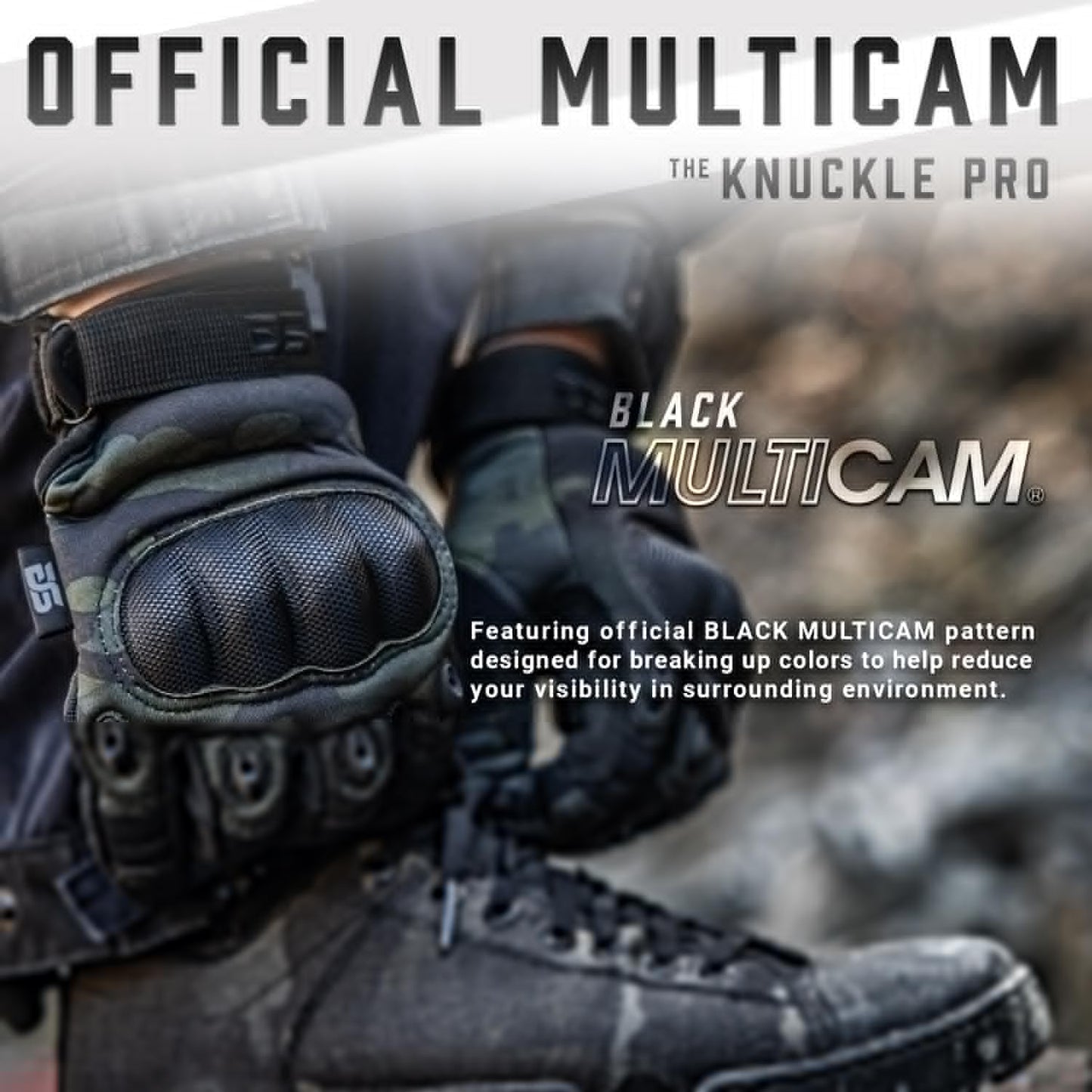 Glove Station Tactical Gloves - Touchscreen Utility Gear with Hard Knuckle Protection | Black Multicam, Medium