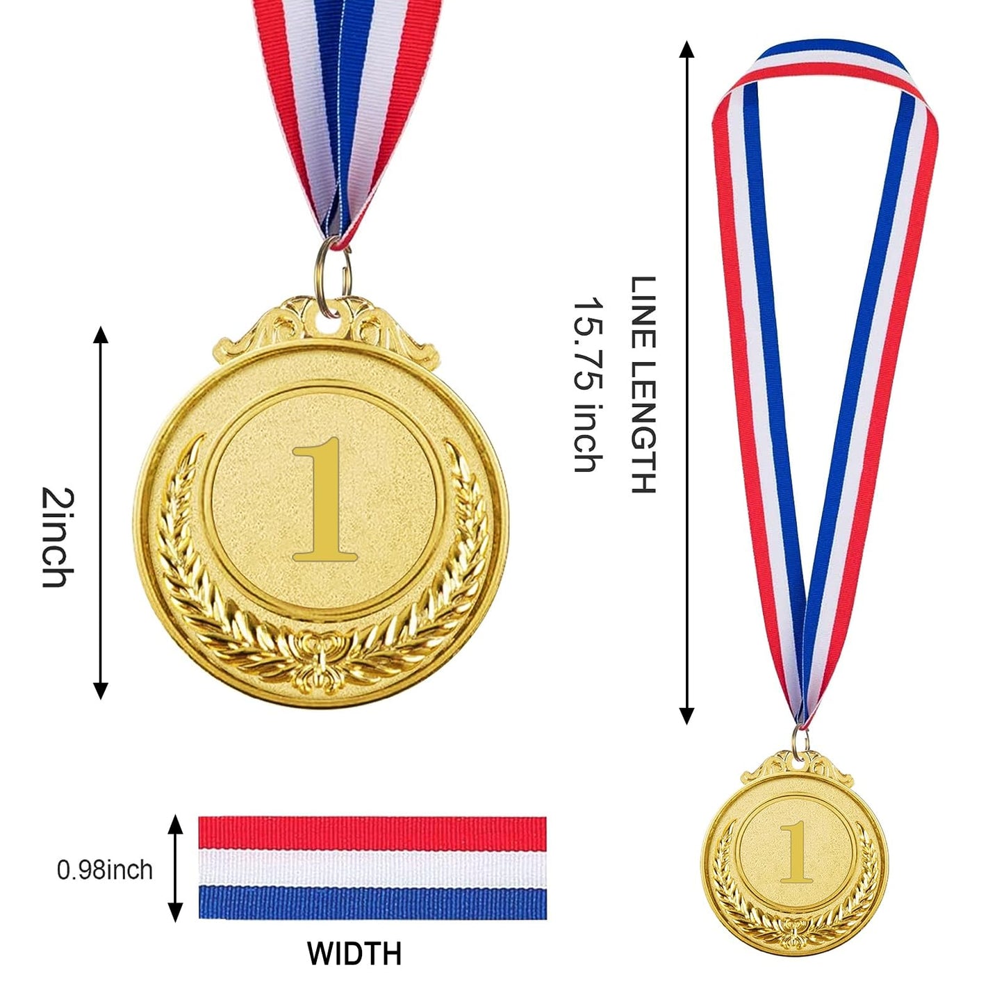 auhanth 9 Pieces of Winner's Medal Awards, Gold, Silver, Bronze (3 Each), Olympic Style for Contests, Party Games, and Classroom Rewards, 2 inches