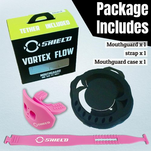 O Shield Mouth Guard for Football with Dual-Layer Protection, Built-in Air Channels, Extended Lip Shield, Soft Material, Adult and Youth Sizes with Strap/Case, Pink