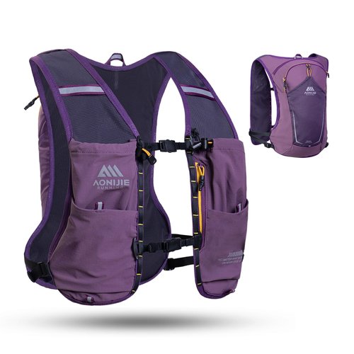 AONIJIE Running Hydration Vest for Men & Women, 8L Hydration Backpack, Multiple Pocket Designs for Water Bottles/Bladders, Lightweight Breathable for Hiking, Climbing, Marathon & Cycling - Purple